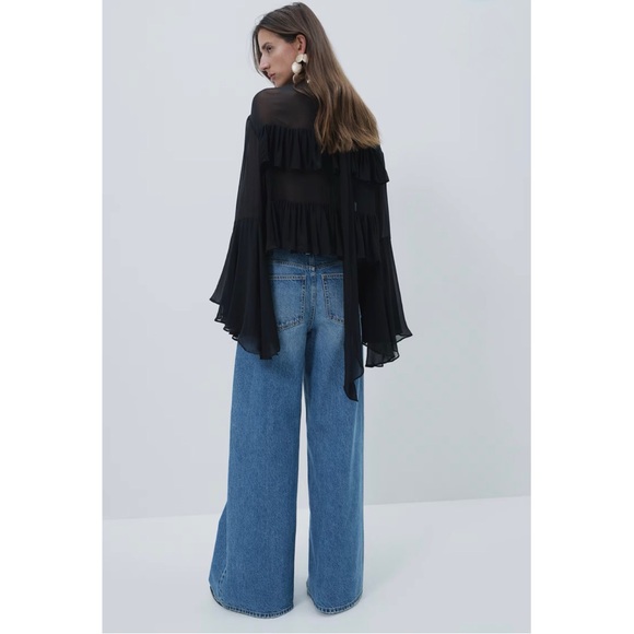 Blue Denim Wide Leg Jeans (Size 6) - Picture 6 of 9